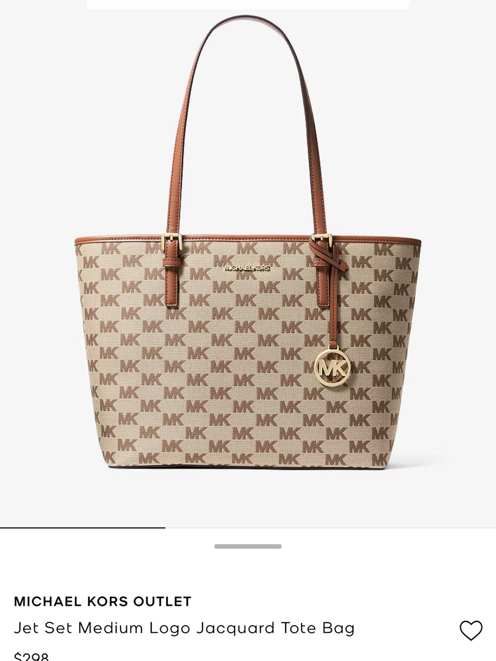 Michael Kors Brown & Beige MK Logo Jacquard Tote